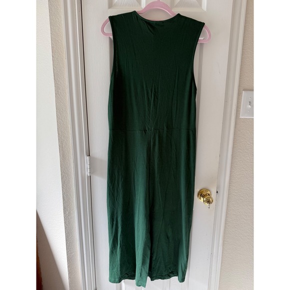 Mango Green Twist Front Midi Dress Sleeveless Minimalist Bodycon Size M NWT - Picture 3 of 5
